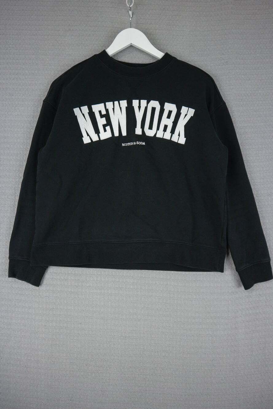 Scotch & Soda New York Crewneck Sweatshirt Black Size Small Graphic Pullover